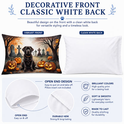 Caroline's Treasures DAC2032PILLOWCASE Chocolate Labrador Retriever Spooky Halloween Fabric Standard Pillowcase Lightweight Super Soft Easy Care Decorative Artwork Pillowcase, Standard