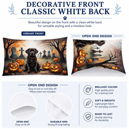 Caroline's Treasures DAC2032PILLOWCASE Chocolate Labrador Retriever Spooky Halloween Fabric Standard Pillowcase Lightweight Super Soft Easy Care Decorative Artwork Pillowcase, Standard