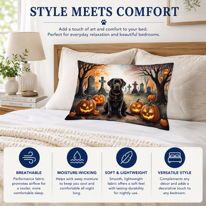 Caroline's Treasures DAC2032PILLOWCASE Chocolate Labrador Retriever Spooky Halloween Fabric Standard Pillowcase Lightweight Super Soft Easy Care Decorative Artwork Pillowcase, Standard