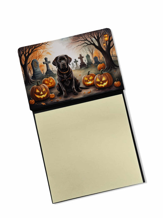 Caroline's Treasures Chocolate Labrador Retriever Spooky Halloween Sticky Note Holder Refillable Dispenser Self-Sticky Note Pads, Memo Pads Blank Desk Accessories