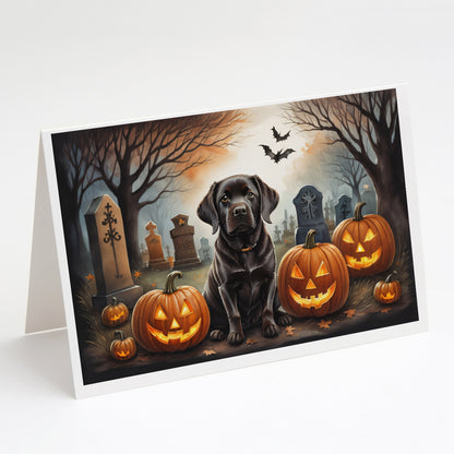 Caroline's Treasures DAC2033GCA7P Chocolate Labrador Retriever Spooky Halloween Greeting Cards and Envelopes Pack of 8 Blank Cards with Envelopes Whimsical A7 Size 5x7 Blank Greeting Cards