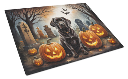Caroline's Treasures DAC2033LCB Chocolate Labrador Retriever Spooky Halloween Glass Cutting Board Large Decorative Tempered Glass Kitchen Cutting and Serving Board Large Size Chopping Board