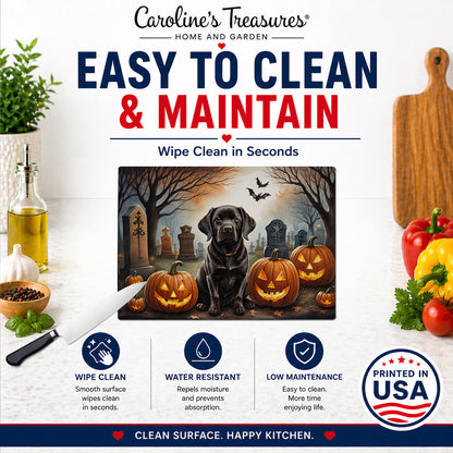 Caroline's Treasures DAC2033LCB Chocolate Labrador Retriever Spooky Halloween Glass Cutting Board Large Decorative Tempered Glass Kitchen Cutting and Serving Board Large Size Chopping Board