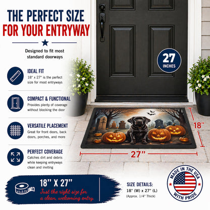 Caroline's Treasures DAC2033MAT Chocolate Labrador Retriever Spooky Halloween Doormat 18x27 Front Door Mat Indoor Outdoor Rugs for Entryway, Non Slip Washable Low Pile, 18H X 27W