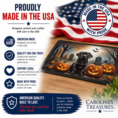 Caroline's Treasures DAC2033MAT Chocolate Labrador Retriever Spooky Halloween Doormat 18x27 Front Door Mat Indoor Outdoor Rugs for Entryway, Non Slip Washable Low Pile, 18H X 27W