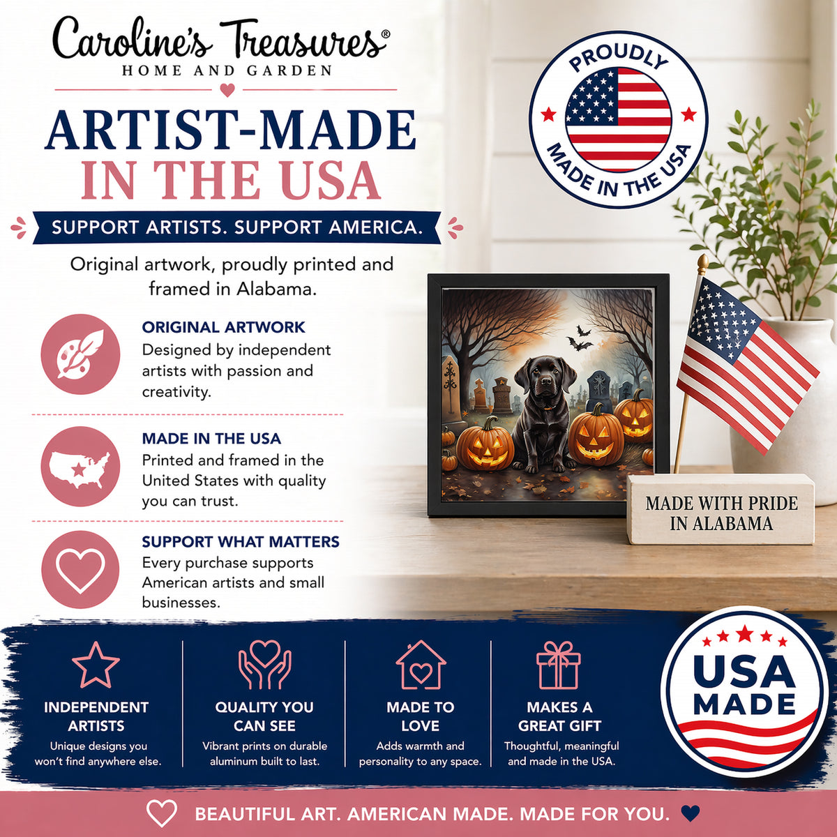 Caroline's Treasures Labrador Retriever Dogs Framed Metal Wall Art 8x8