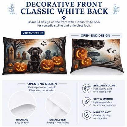 Caroline's Treasures DAC2033PILLOWCASE Chocolate Labrador Retriever Spooky Halloween Fabric Standard Pillowcase Lightweight Super Soft Easy Care Decorative Artwork Pillowcase, Standard