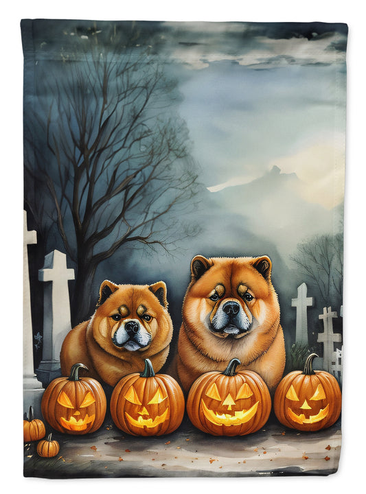 Caroline's Treasures DAC2034GF Chow Chow Spooky Halloween Garden Flag Mailbox Flag Decorative Yard Flag Banner Outside Patio Artwork Yard Flower Beds, Garden Size, Multicolor