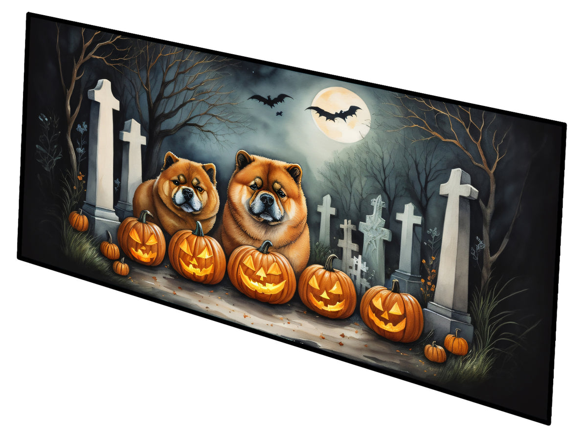 Caroline's Treasures Chow Chow Spooky Halloween Runner Mat 28x58 Front Door Mat Indoor Outdoor Rugs for Entryway Hallway Foyer Non Slip Washable Wide Doormat