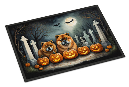 Caroline's Treasures DAC2034JMAT Chow Chow Spooky Halloween Indoor or Outdoor Mat 24x36 Front Door Mat Indoor Outdoor Rugs for Entryway, Non Slip Washable Low Pile, 24H X 36W