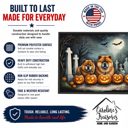 Caroline's Treasures DAC2034JMAT Chow Chow Spooky Halloween Indoor or Outdoor Mat 24x36 Front Door Mat Indoor Outdoor Rugs for Entryway, Non Slip Washable Low Pile, 24H X 36W