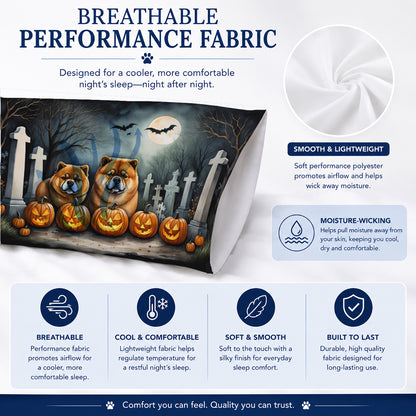 Caroline's Treasures DAC2034PILLOWCASE Chow Chow Spooky Halloween Fabric Standard Pillowcase Lightweight Super Soft Easy Care Decorative Artwork Pillowcase, Standard
