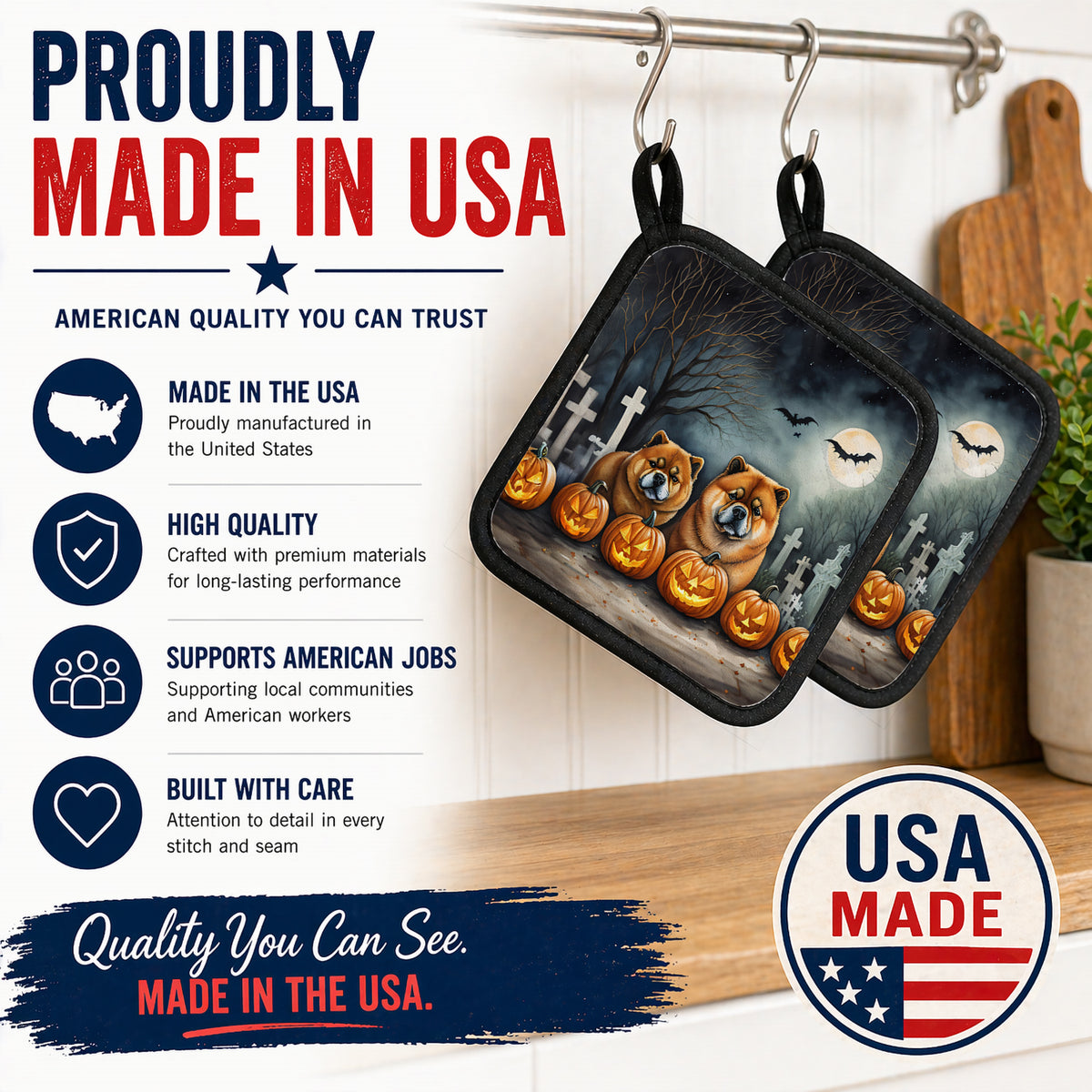 Caroline's Treasures Chow Chow Dogs Set of 2 Kitchen Pot Holders