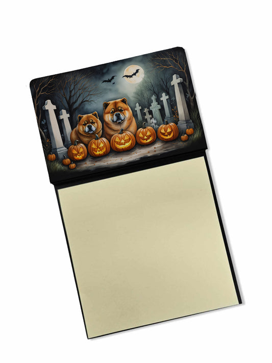 Caroline's Treasures Chow Chow Spooky Halloween Sticky Note Holder Refillable Dispenser Self-Sticky Note Pads, Memo Pads Blank Desk Accessories