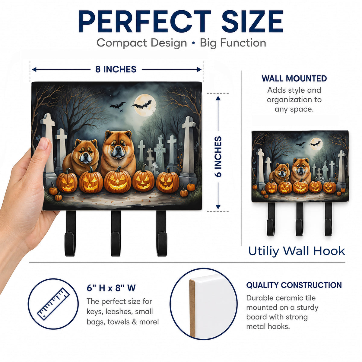 Caroline's Treasures Chow Chow Dogs Halloween Ceramic Triple Wall Hook