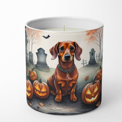 Caroline's Treasures DAC2035CDL Dachshund Spooky Halloween Decorative Soy Candle Nature Soy Wax Essential Oil Home Decor Ideal for Bedroom Kitchen Bath Office Gift, 10 oz