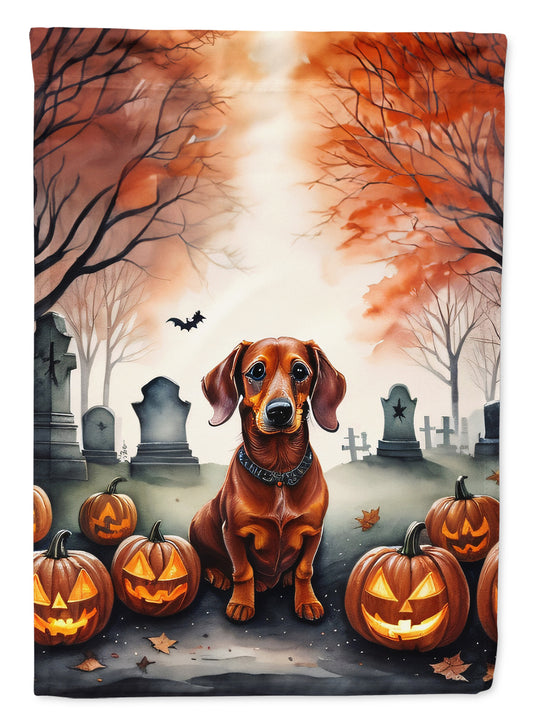 Caroline's Treasures DAC2035CHF Dachshund Spooky Halloween House Flag Large Porch Sleeve Pole Decorative Outside Yard Banner Artwork Wall Hanging, Polyester, House Size, Multicolor