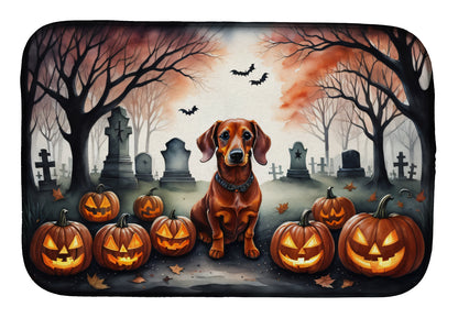 Caroline's Treasures DAC2035DDM Dachshund Spooky Halloween Dish Drying Mat Absorbent Dish Drying Mat Pad for Kitchen Counter Dish Drainer Mat for Countertop, 14 x 21, Multicolor