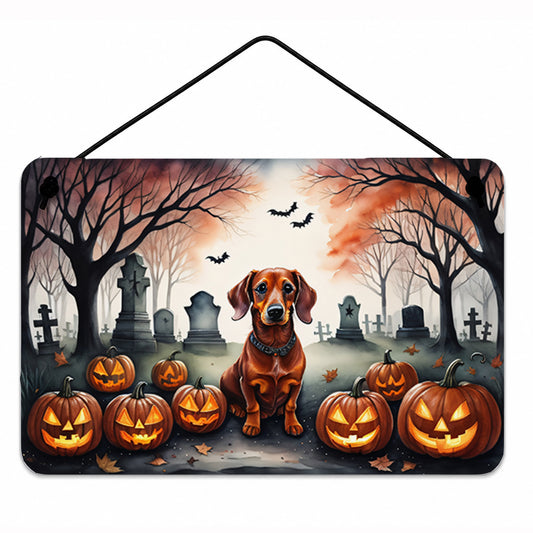 Caroline's Treasures DAC2035DS812 Dachshund Spooky Halloween Wall or Door Hanging Prints Aluminum Metal Sign Kitchen Wall Bar Bathroom Plaque Home Decor, 8x12, Multicolor
