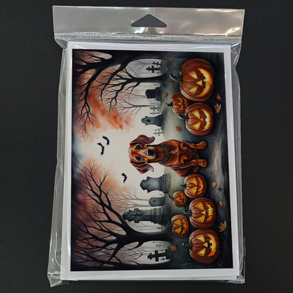 Caroline's Treasures DAC2035GCA7P Dachshund Spooky Halloween Greeting Cards and Envelopes Pack of 8 Blank Cards with Envelopes Whimsical A7 Size 5x7 Blank Greeting Cards
