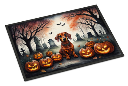 Caroline's Treasures DAC2035JMAT Dachshund Spooky Halloween Indoor or Outdoor Mat 24x36 Front Door Mat Indoor Outdoor Rugs for Entryway, Non Slip Washable Low Pile, 24H X 36W