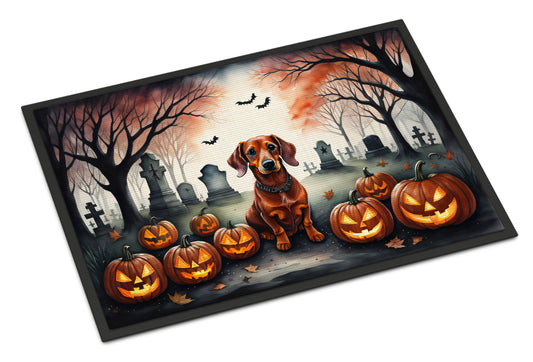 Caroline's Treasures DAC2035JMAT Dachshund Spooky Halloween Indoor or Outdoor Mat 24x36 Front Door Mat Indoor Outdoor Rugs for Entryway, Non Slip Washable Low Pile, 24H X 36W
