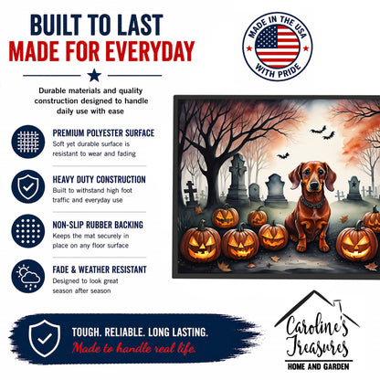 Caroline's Treasures DAC2035JMAT Dachshund Spooky Halloween Indoor or Outdoor Mat 24x36 Front Door Mat Indoor Outdoor Rugs for Entryway, Non Slip Washable Low Pile, 24H X 36W