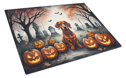 Caroline's Treasures DAC2035LCB Dachshund Spooky Halloween Glass Cutting Board Large Decorative Tempered Glass Kitchen Cutting and Serving Board Large Size Chopping Board
