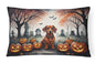 Caroline's Treasures DAC2035PW1216 Dachshund Spooky Halloween Fabric Decorative Pillow Machine Washable, Indoor Outdoor Decorative Pillow for Couch, Bed or Patio, 12HX16W