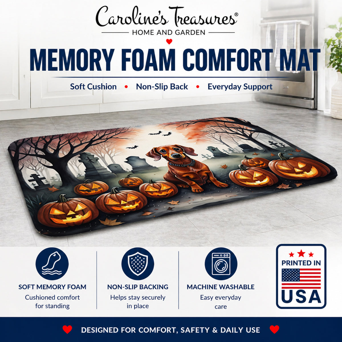 Caroline's Treasures Dachshund Dogs Memory Foam Mat 19x27