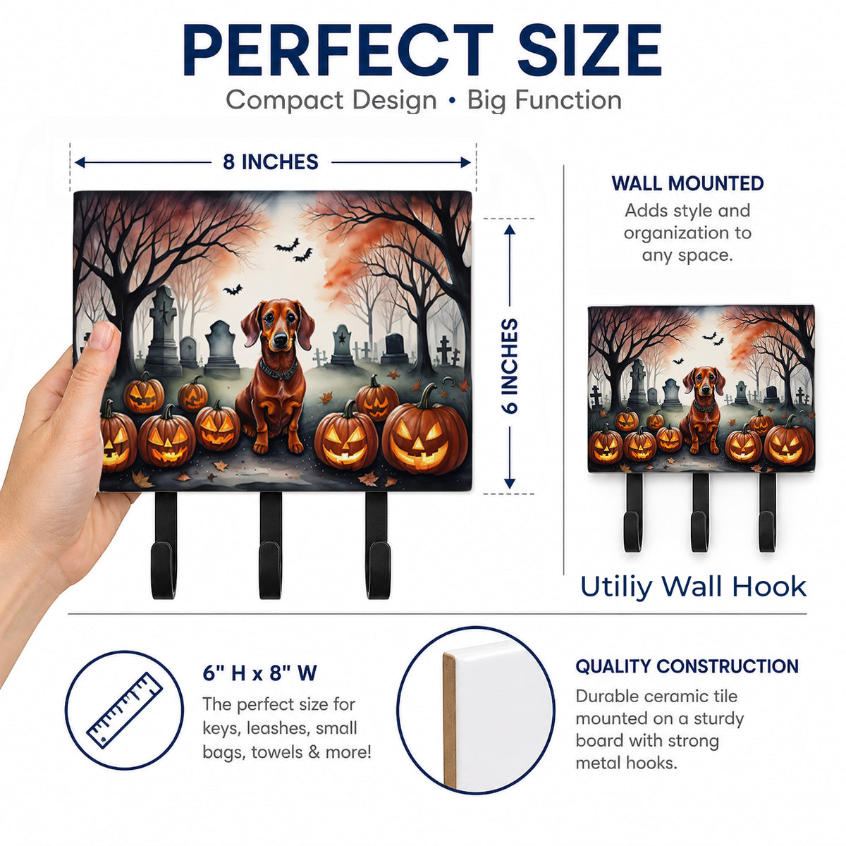 Caroline's Treasures Dachshund Dogs Halloween Ceramic Triple Wall Hook