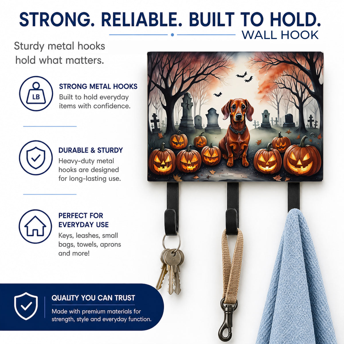 Caroline's Treasures Dachshund Dogs Halloween Ceramic Triple Wall Hook