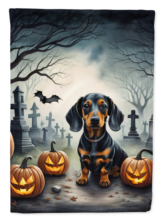 Caroline's Treasures DAC2036CHF Dachshund Spooky Halloween House Flag Large Porch Sleeve Pole Decorative Outside Yard Banner Artwork Wall Hanging, Polyester, House Size, Multicolor