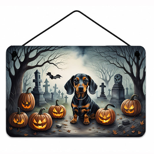 Caroline's Treasures DAC2036DS812 Dachshund Spooky Halloween Wall or Door Hanging Prints Aluminum Metal Sign Kitchen Wall Bar Bathroom Plaque Home Decor, 8x12, Multicolor