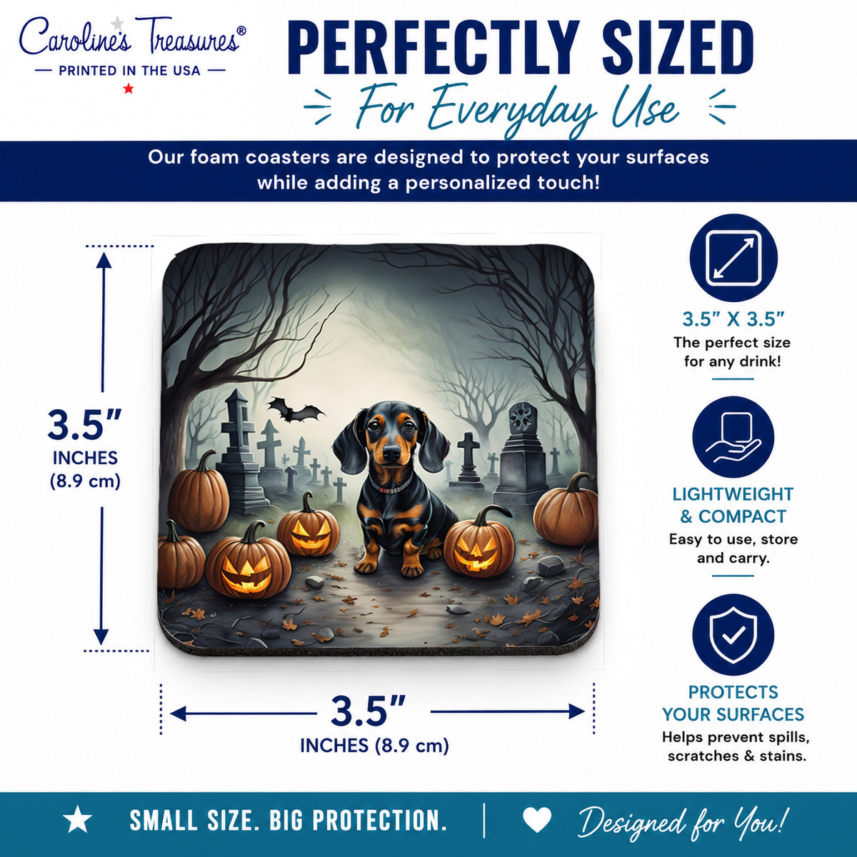 Caroline's Treasures Dachshund Dogs Foam Drink Coasters Set of 4 Absorbent