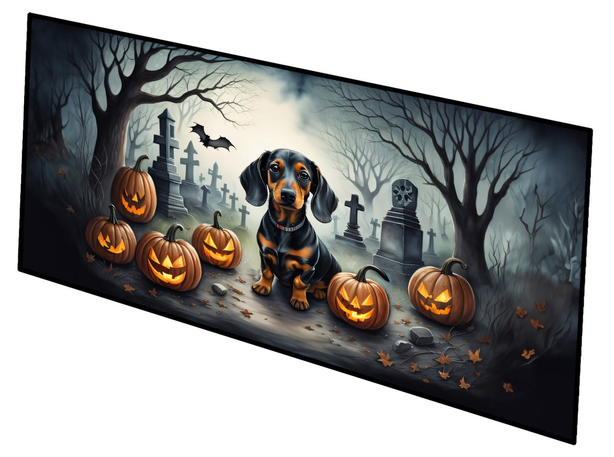Caroline's Treasures Dachshund Spooky Halloween Runner Mat 28x58 Front Door Mat Indoor Outdoor Rugs for Entryway Hallway Foyer Non Slip Washable Wide Doormat