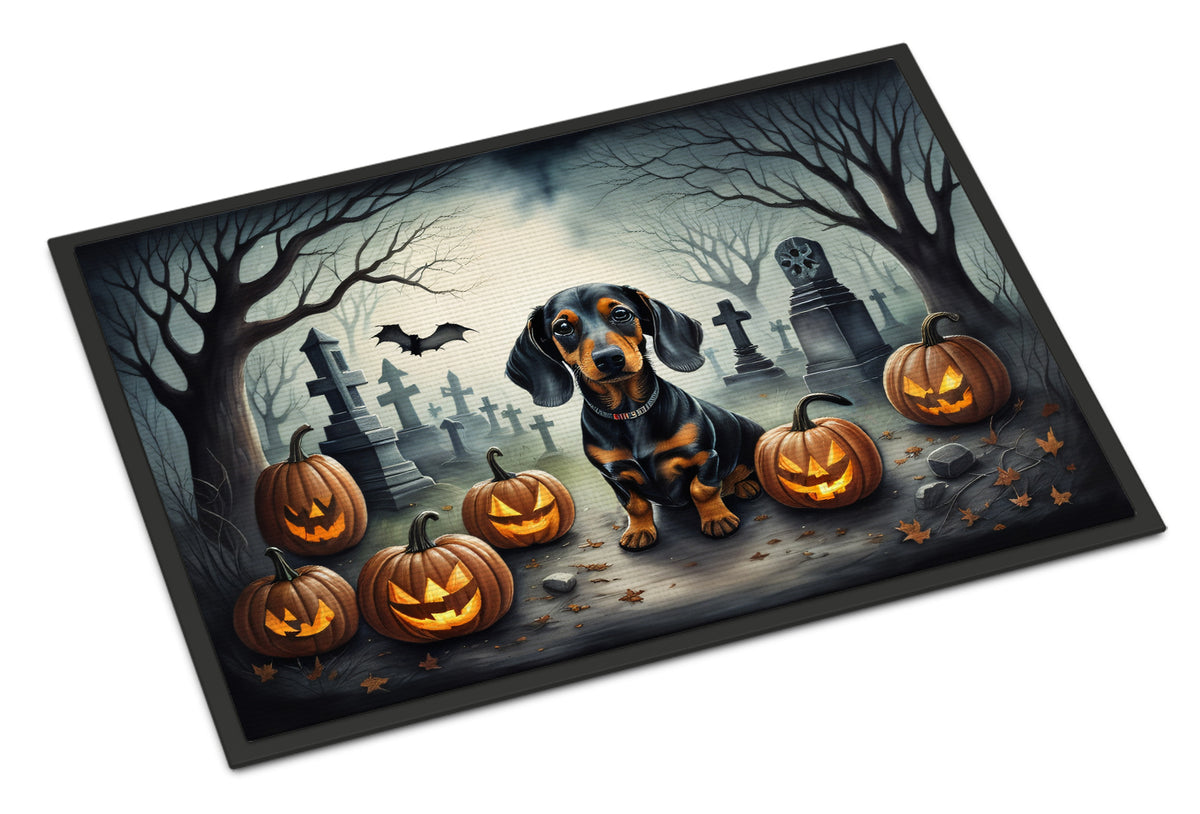 Caroline's Treasures DAC2036JMAT Dachshund Spooky Halloween Indoor or Outdoor Mat 24x36 Front Door Mat Indoor Outdoor Rugs for Entryway, Non Slip Washable Low Pile, 24H X 36W