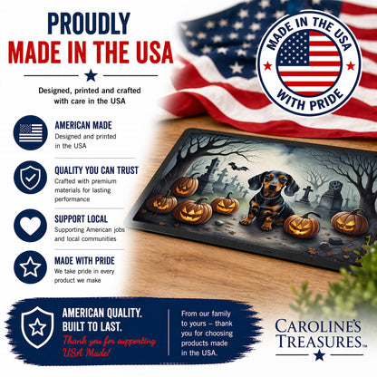 Caroline's Treasures DAC2036JMAT Dachshund Spooky Halloween Indoor or Outdoor Mat 24x36 Front Door Mat Indoor Outdoor Rugs for Entryway, Non Slip Washable Low Pile, 24H X 36W