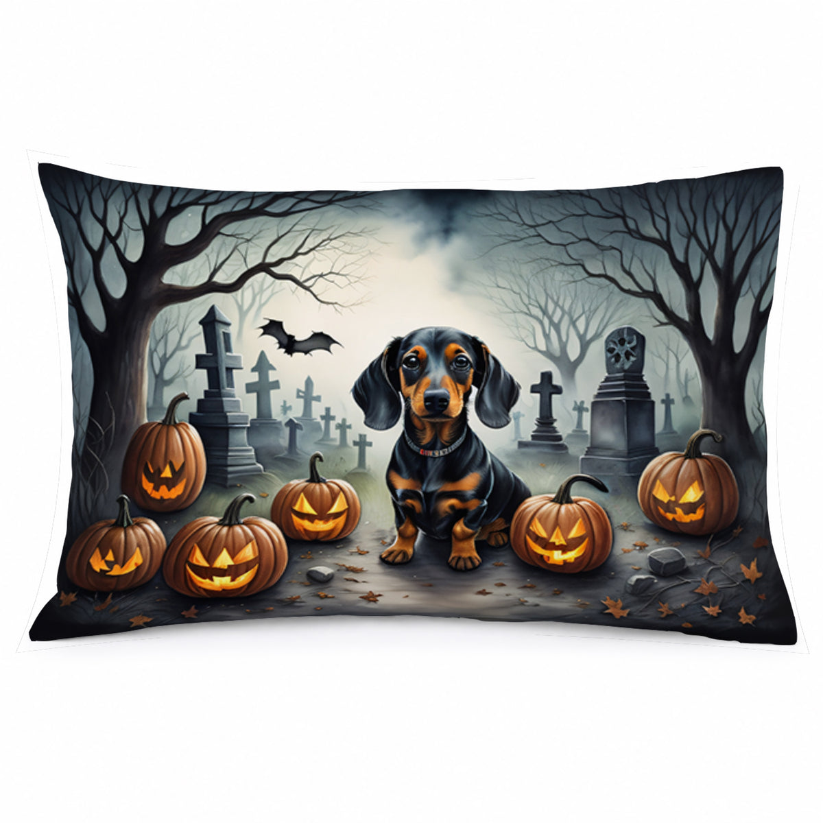 Caroline's Treasures DAC2036PILLOWCASE Dachshund Spooky Halloween Fabric Standard Pillowcase Lightweight Super Soft Easy Care Decorative Artwork Pillowcase, Standard