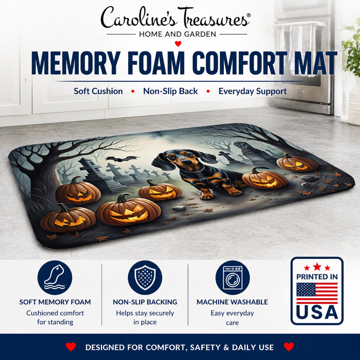 Caroline's Treasures Dachshund Dogs Memory Foam Mat 19x27