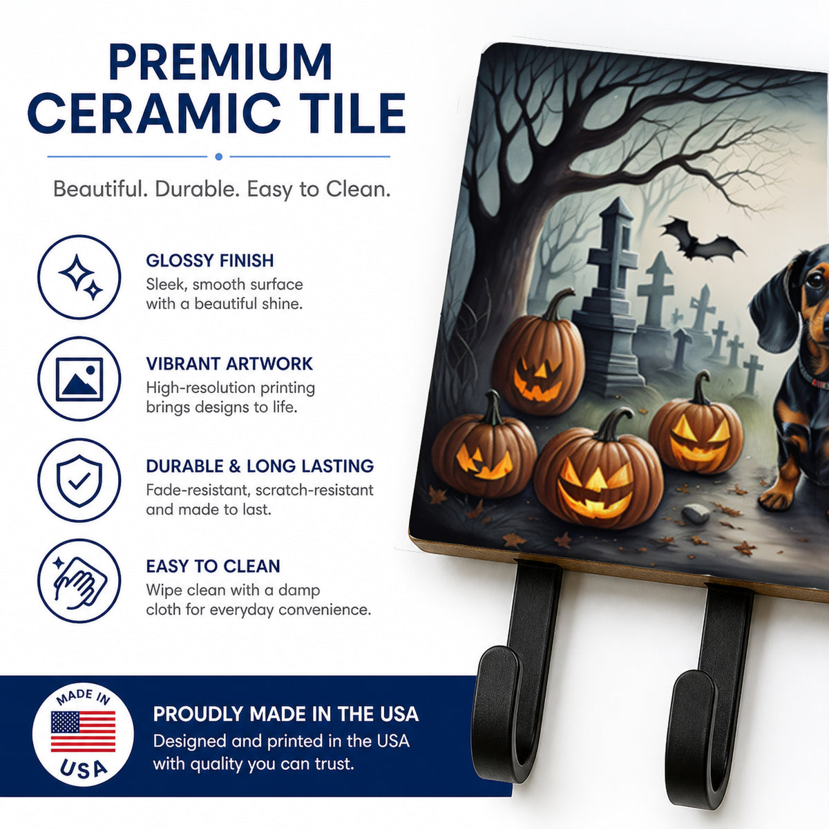 Caroline's Treasures Dachshund Dogs Halloween Ceramic Triple Wall Hook