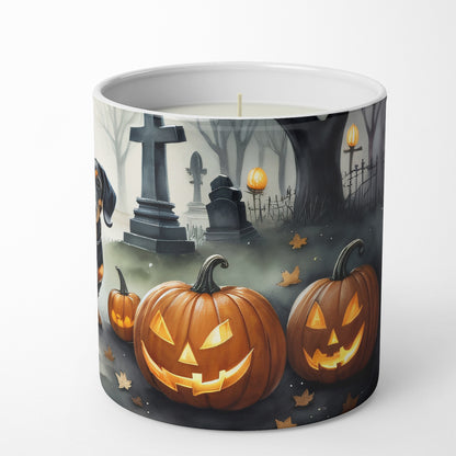 Caroline's Treasures DAC2037CDL Dachshund Spooky Halloween Decorative Soy Candle Nature Soy Wax Essential Oil Home Decor Ideal for Bedroom Kitchen Bath Office Gift, 10 oz