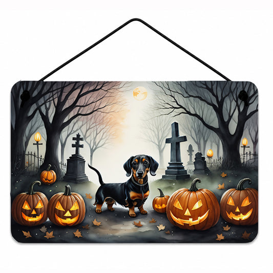 Caroline's Treasures DAC2037DS812 Dachshund Spooky Halloween Wall or Door Hanging Prints Aluminum Metal Sign Kitchen Wall Bar Bathroom Plaque Home Decor, 8x12, Multicolor