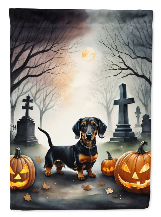 Caroline's Treasures DAC2037GF Dachshund Spooky Halloween Garden Flag Mailbox Flag Decorative Yard Flag Banner Outside Patio Artwork Yard Flower Beds, Garden Size, Multicolor