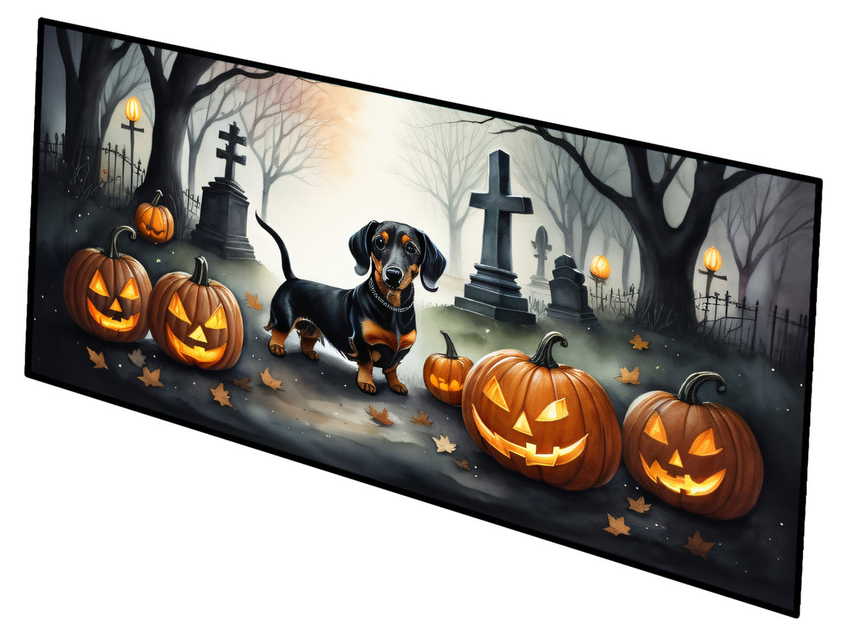 Caroline's Treasures Dachshund Spooky Halloween Runner Mat 28x58 Front Door Mat Indoor Outdoor Rugs for Entryway Hallway Foyer Non Slip Washable Wide Doormat