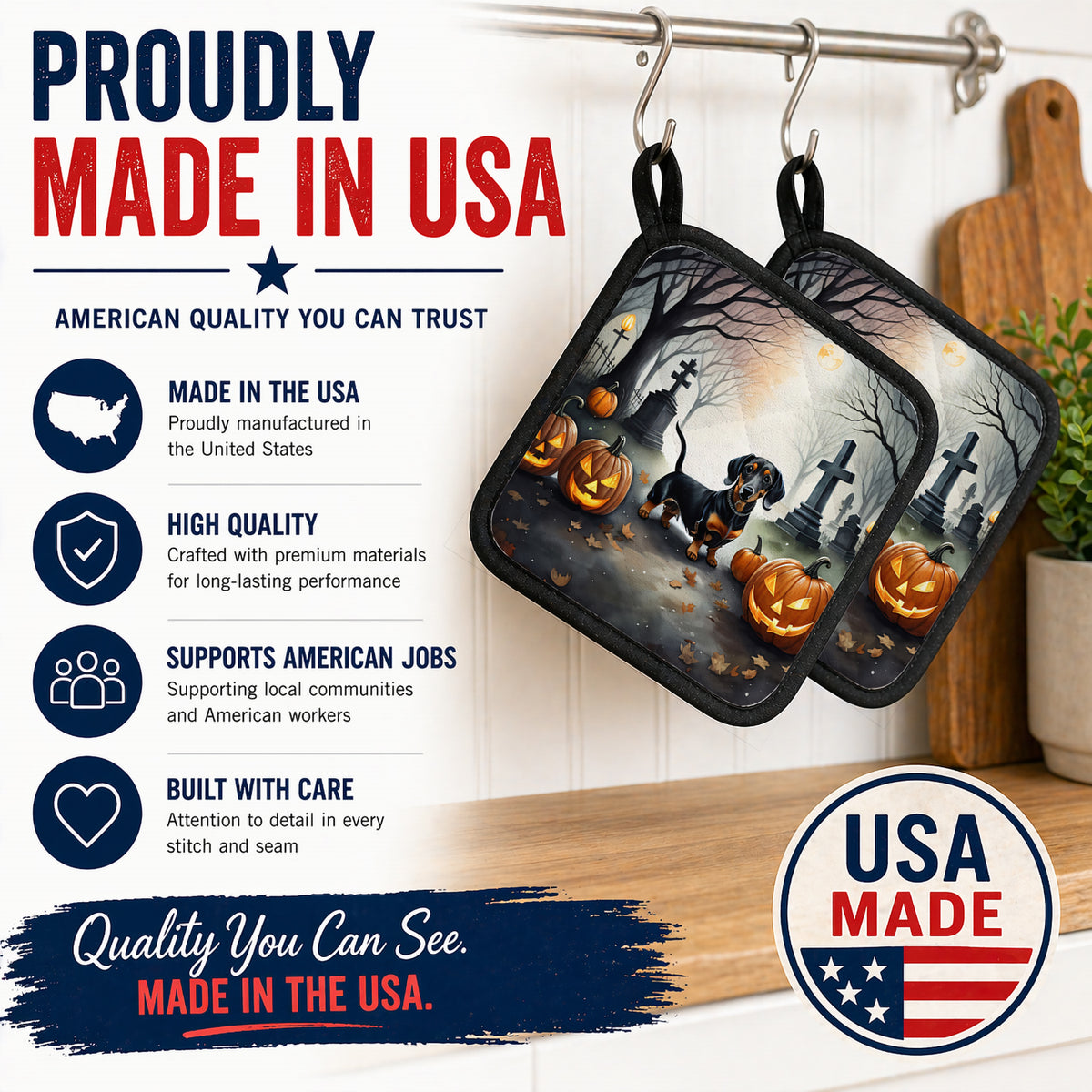 Caroline's Treasures Dachshund Dogs Set of 2 Kitchen Pot Holders