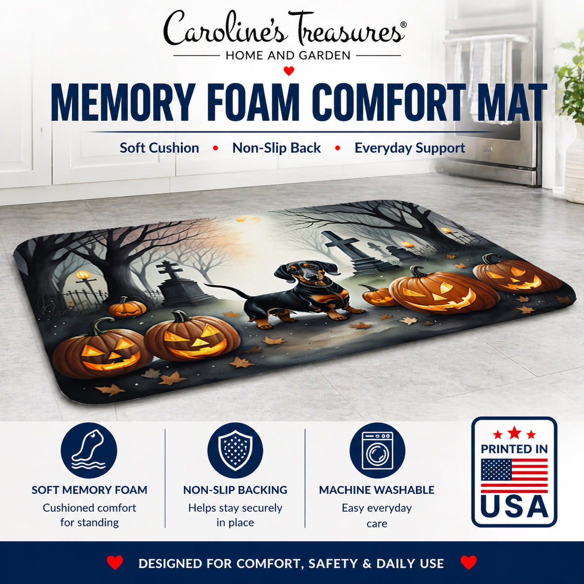 Caroline's Treasures Dachshund Dogs Memory Foam Mat 19x27