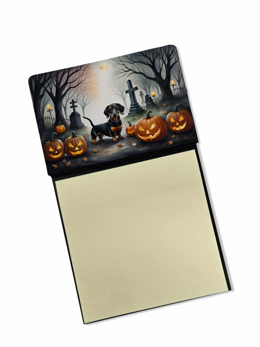 Caroline's Treasures Dachshund Spooky Halloween Sticky Note Holder Refillable Dispenser Self-Sticky Note Pads, Memo Pads Blank Desk Accessories