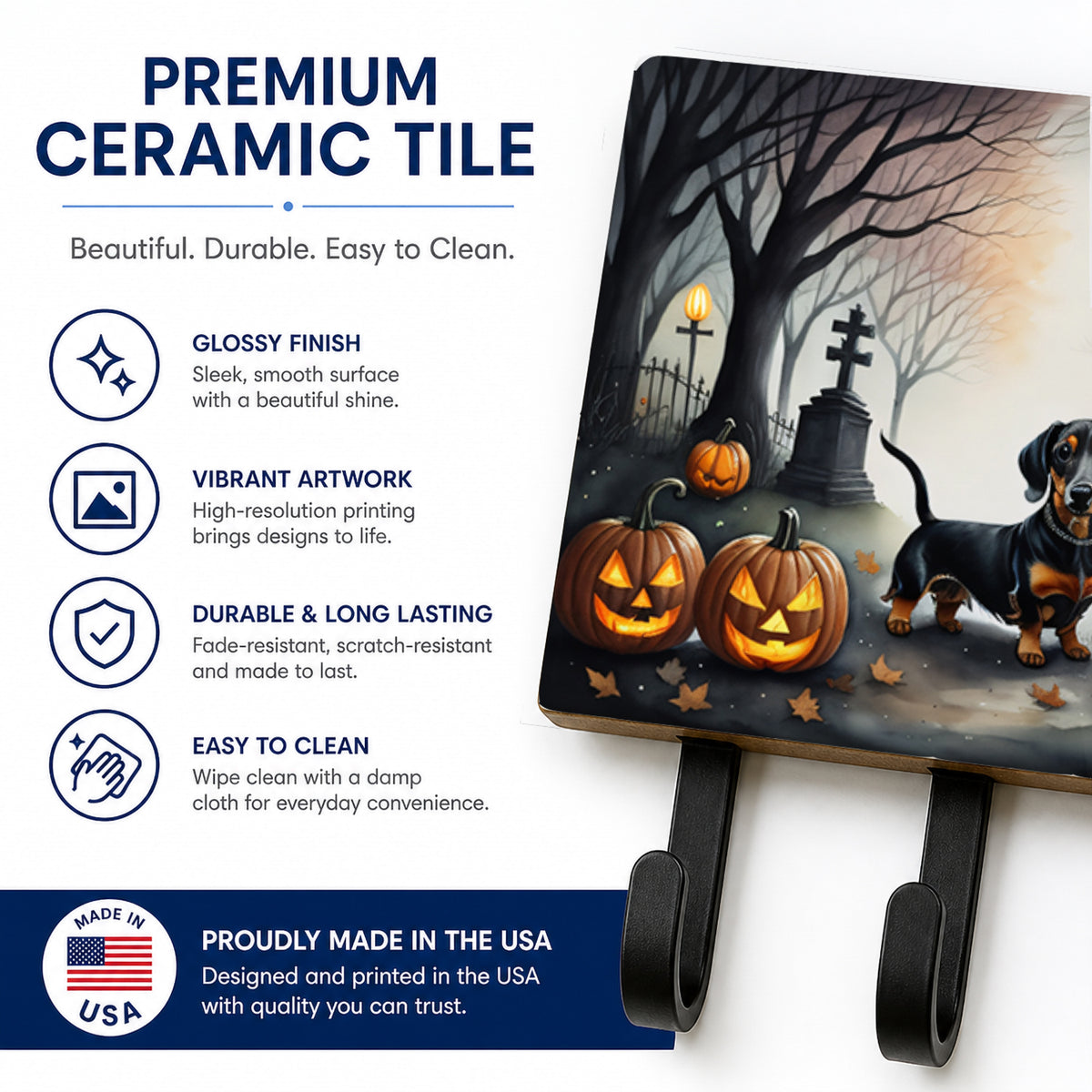 Caroline's Treasures Dachshund Dogs Halloween Ceramic Triple Wall Hook