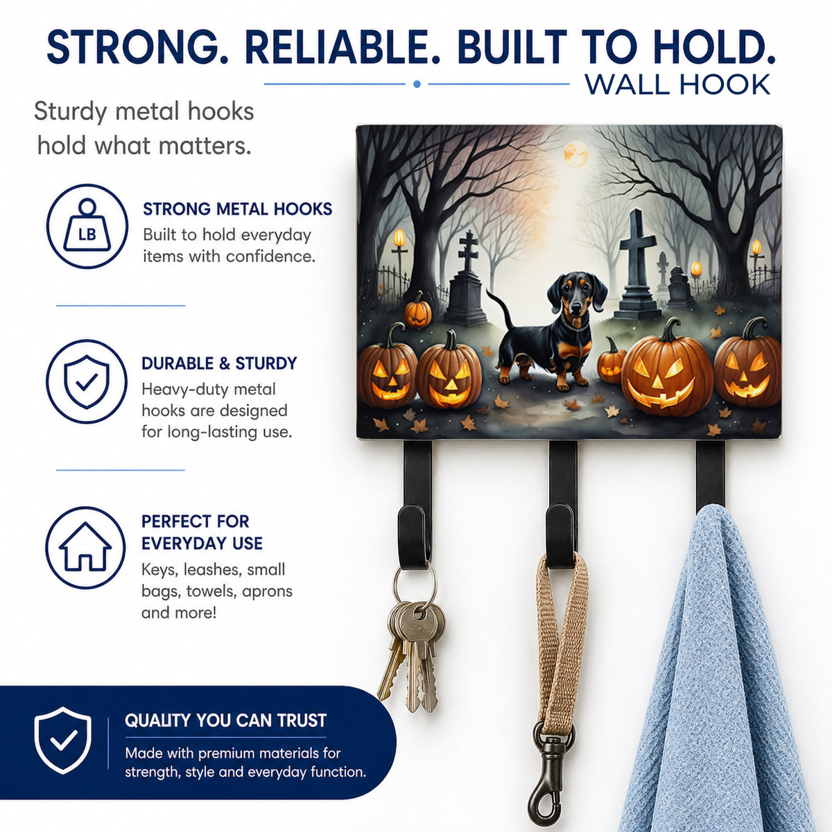 Caroline's Treasures Dachshund Dogs Halloween Ceramic Triple Wall Hook